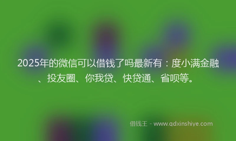 2025年的微信可以借钱了吗最新有：度小满金融、投友圈、你我贷、快贷通、省呗等。