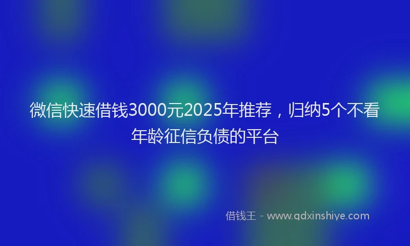 微信快速借钱3000元2025年推荐，归纳5个不看年龄征信负债的平台
