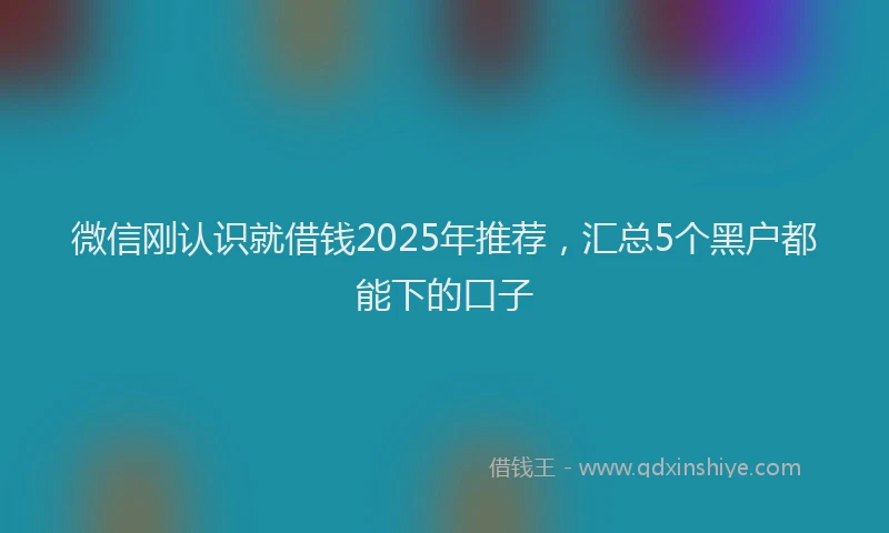 微信刚认识就借钱2025年推荐，汇总5个黑户都能下的口子