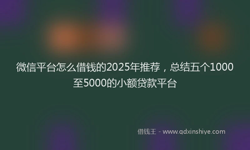 微信平台怎么借钱的2025年推荐，总结五个1000至5000的小额贷款平台