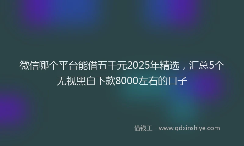 微信哪个平台能借五千元2025年精选，汇总5个无视黑白下款8000左右的口子