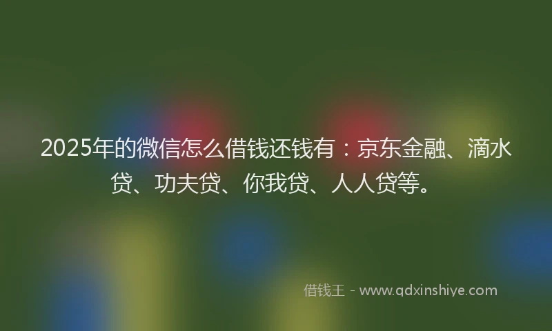 2025年的微信怎么借钱还钱有：京东金融、滴水贷、功夫贷、你我贷、人人贷等。