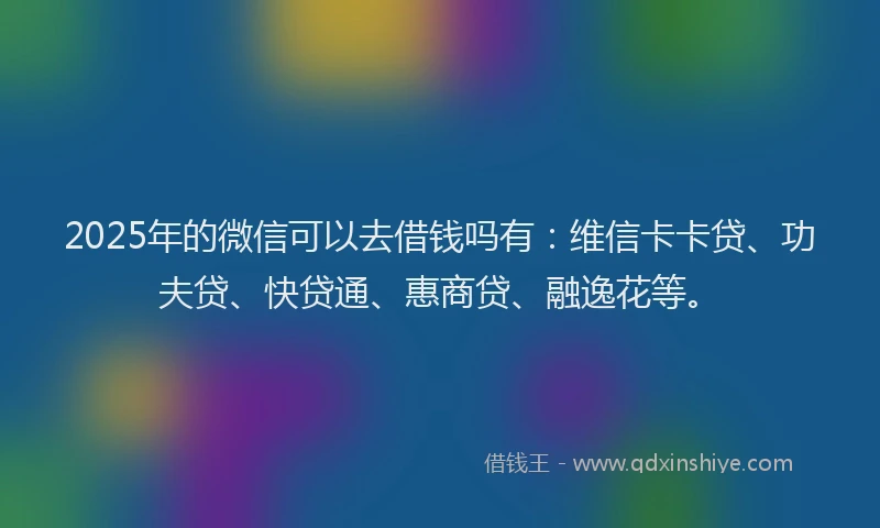 2025年的微信可以去借钱吗有：维信卡卡贷、功夫贷、快贷通、惠商贷、融逸花等。