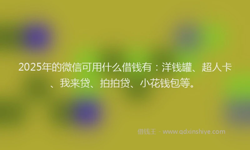 2025年的微信可用什么借钱有：洋钱罐、超人卡、我来贷、拍拍贷、小花钱包等。