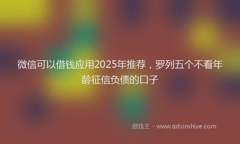 微信可以借钱应用2025年推荐，罗列五个不看年龄征信负债的口子