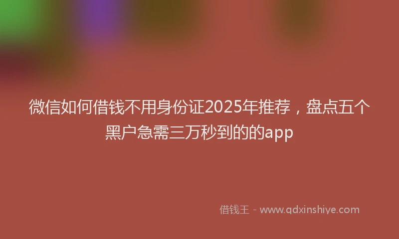 微信如何借钱不用身份证2025年推荐，盘点五个黑户急需三万秒到的的app