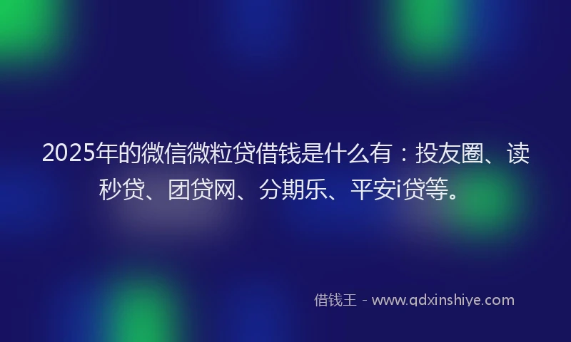 2025年的微信微粒贷借钱是什么有：投友圈、读秒贷、团贷网、分期乐、平安i贷等。