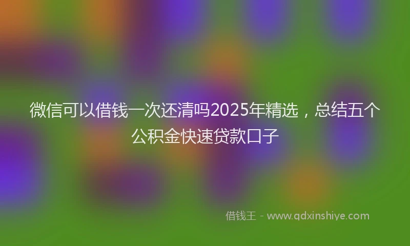 微信可以借钱一次还清吗2025年精选，总结五个公积金快速贷款口子