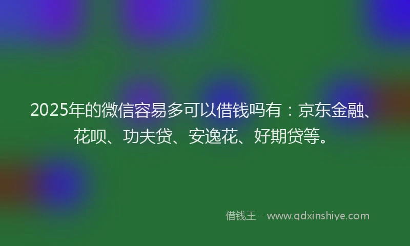 2025年的微信容易多可以借钱吗有：京东金融、花呗、功夫贷、安逸花、好期贷等。