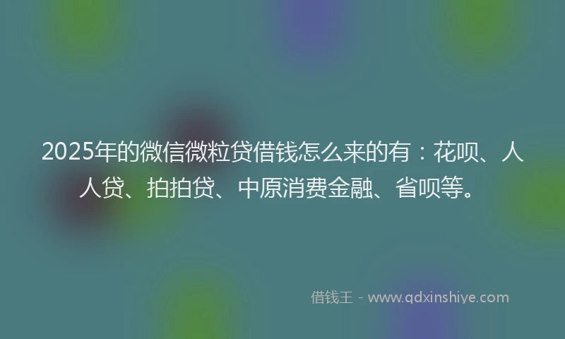 2025年的微信微粒贷借钱怎么来的有：花呗、人人贷、拍拍贷、中原消费金融、省呗等。