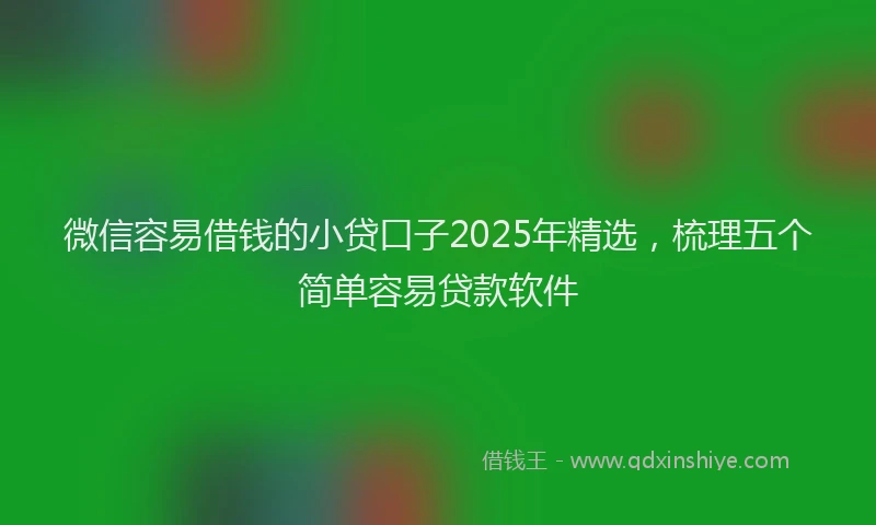 微信容易借钱的小贷口子2025年精选，梳理五个简单容易贷款软件