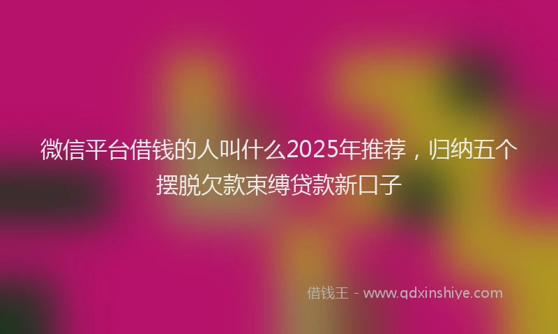微信平台借钱的人叫什么2025年推荐，归纳五个摆脱欠款束缚贷款新口子