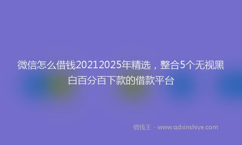 微信怎么借钱20212025年精选，整合5个无视黑白百分百下款的借款平台