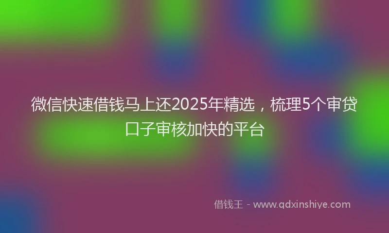 微信快速借钱马上还2025年精选，梳理5个审贷口子审核加快的平台