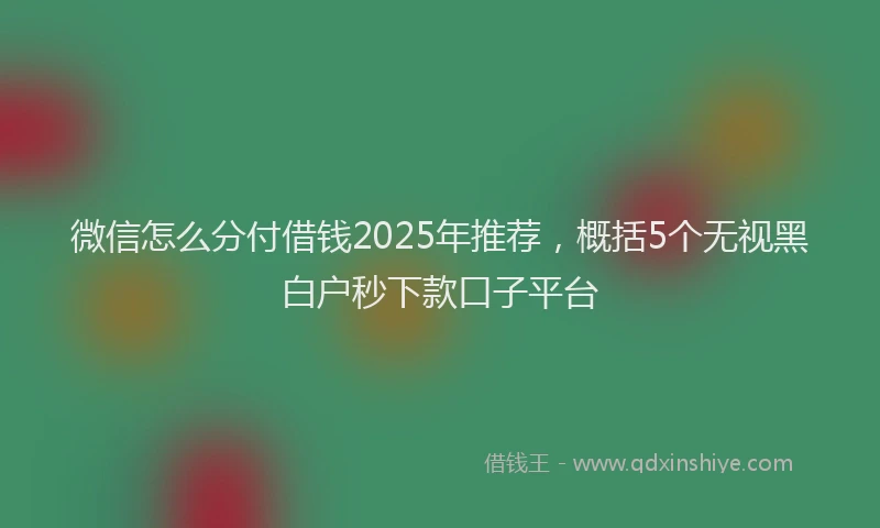 微信怎么分付借钱2025年推荐，概括5个无视黑白户秒下款口子平台
