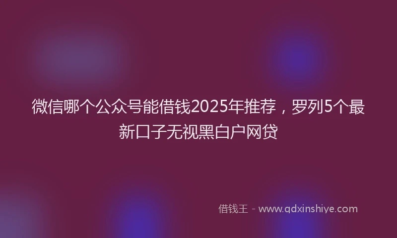 微信哪个公众号能借钱2025年推荐，罗列5个最新口子无视黑白户网贷