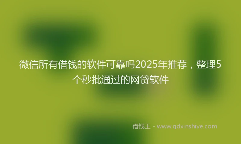 微信所有借钱的软件可靠吗2025年推荐，整理5个秒批通过的网贷软件