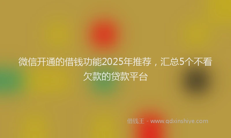 微信开通的借钱功能2025年推荐，汇总5个不看欠款的贷款平台