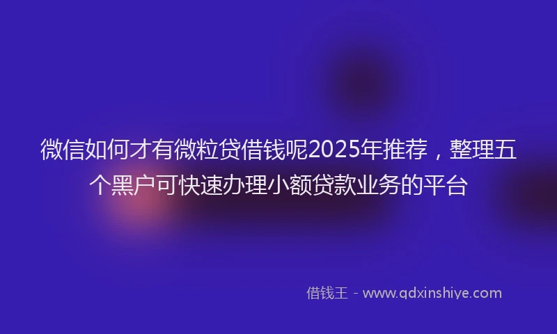 微信如何才有微粒贷借钱呢2025年推荐，整理五个黑户可快速办理小额贷款业务的平台