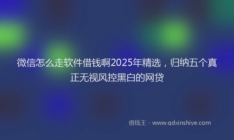 微信怎么走软件借钱啊2025年精选，归纳五个真正无视风控黑白的网贷