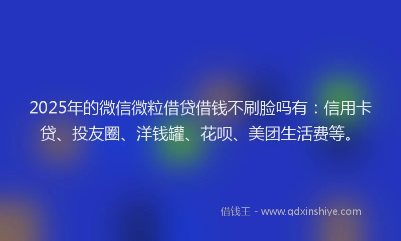 2025年的微信微粒借贷借钱不刷脸吗有：信用卡贷、投友圈、洋钱罐、花呗、美团生活费等。