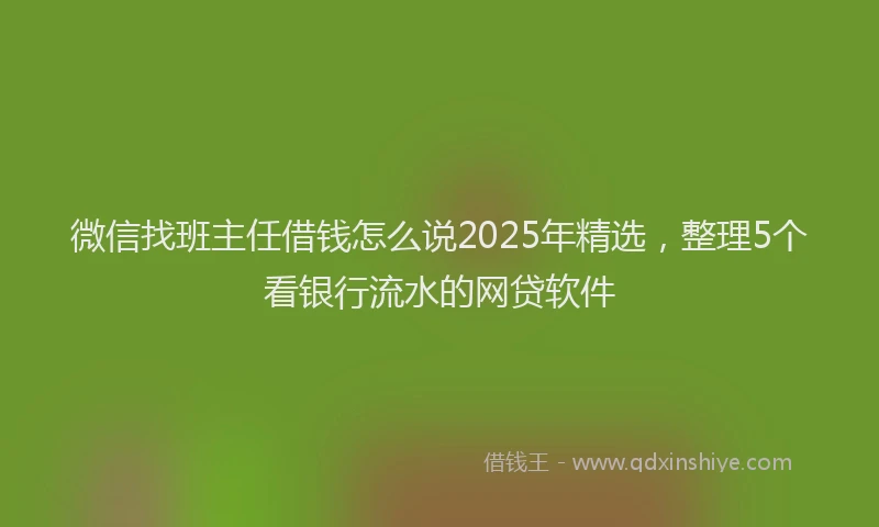 微信找班主任借钱怎么说2025年精选，整理5个看银行流水的网贷软件