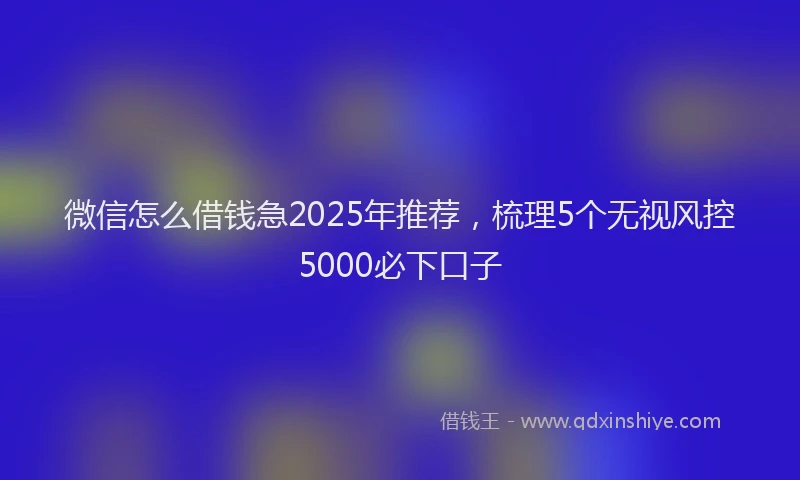 微信怎么借钱急2025年推荐，梳理5个无视风控5000必下口子