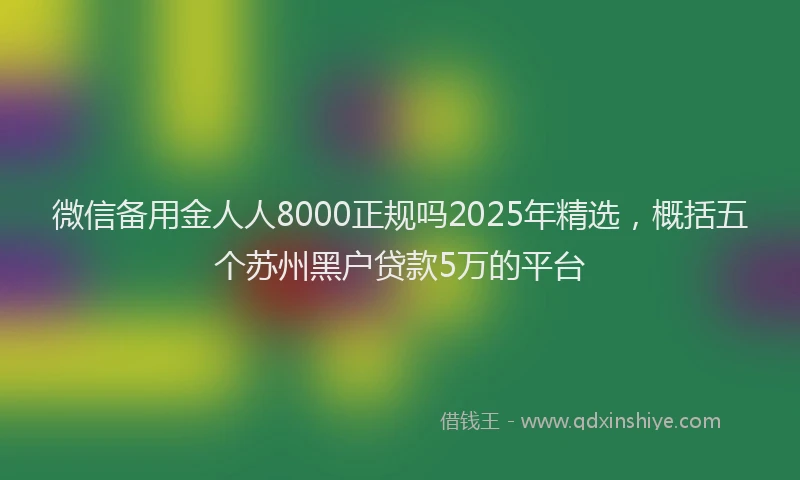 微信备用金人人8000正规吗2025年精选，概括五个苏州黑户贷款5万的平台