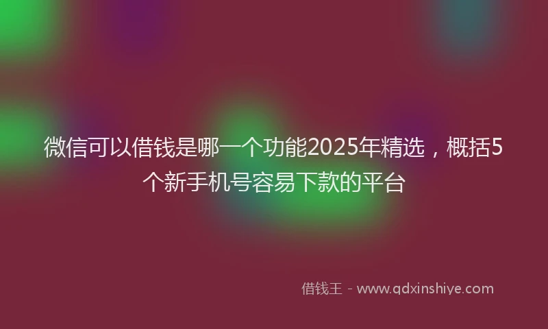 微信可以借钱是哪一个功能2025年精选，概括5个新手机号容易下款的平台