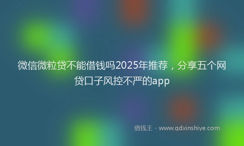 微信微粒贷不能借钱吗2025年推荐，分享五个网贷口子风控不严的app