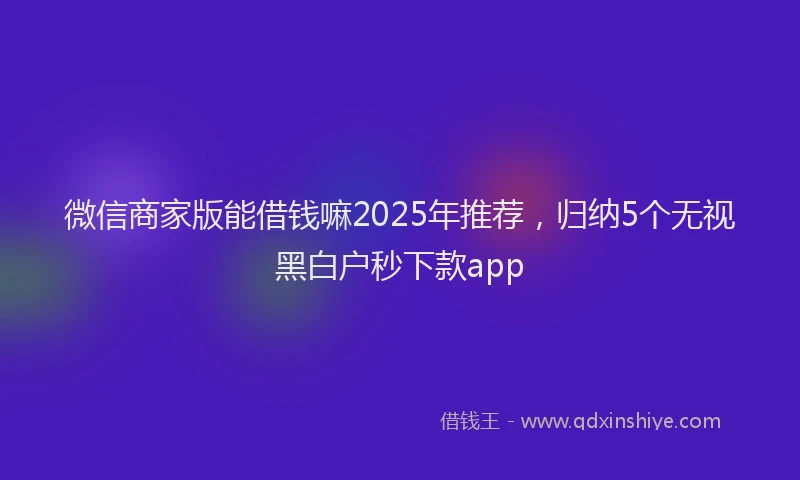 微信商家版能借钱嘛2025年推荐，归纳5个无视黑白户秒下款app