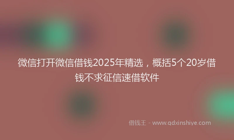 微信打开微信借钱2025年精选，概括5个20岁借钱不求征信速借软件