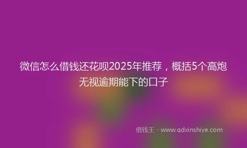 微信怎么借钱还花呗2025年推荐，概括5个高炮无视逾期能下的口子