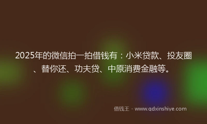 2025年的微信拍一拍借钱有：小米贷款、投友圈、替你还、功夫贷、中原消费金融等。