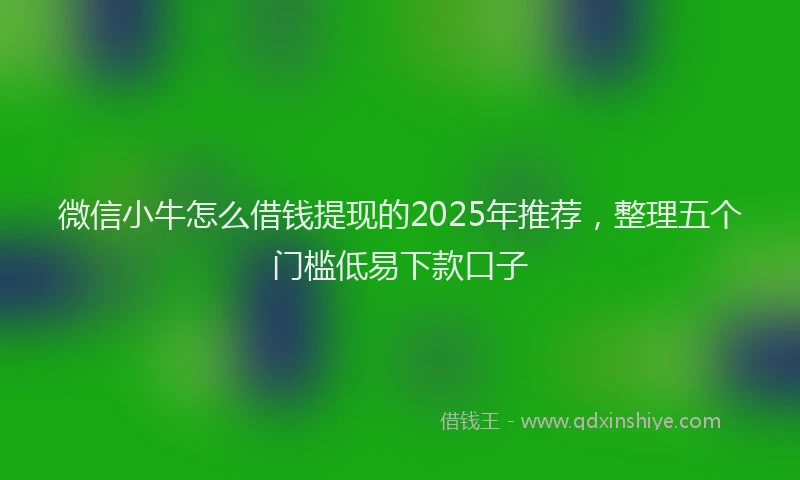 微信小牛怎么借钱提现的2025年推荐，整理五个门槛低易下款口子