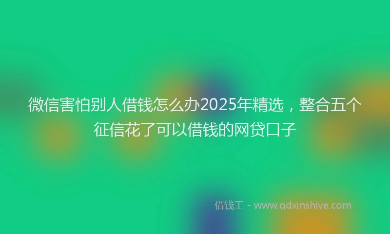 微信害怕别人借钱怎么办2025年精选，整合五个征信花了可以借钱的网贷口子
