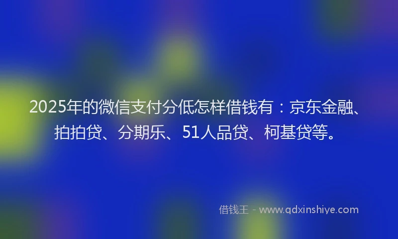 2025年的微信支付分低怎样借钱有：京东金融、拍拍贷、分期乐、51人品贷、柯基贷等。