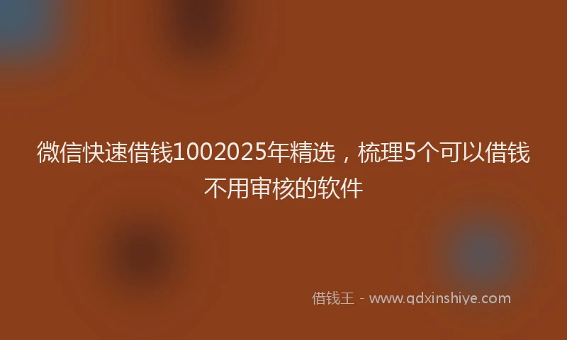 微信快速借钱1002025年精选，梳理5个可以借钱不用审核的软件
