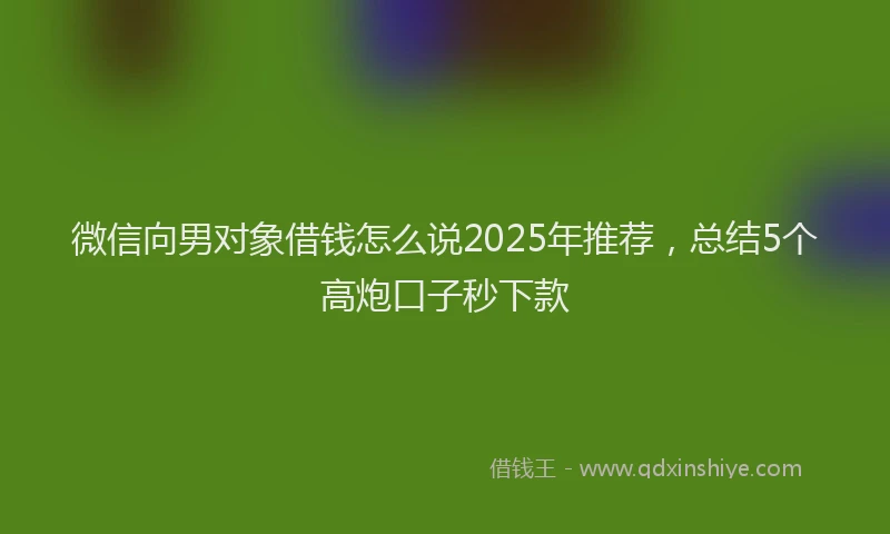 微信向男对象借钱怎么说2025年推荐，总结5个高炮口子秒下款