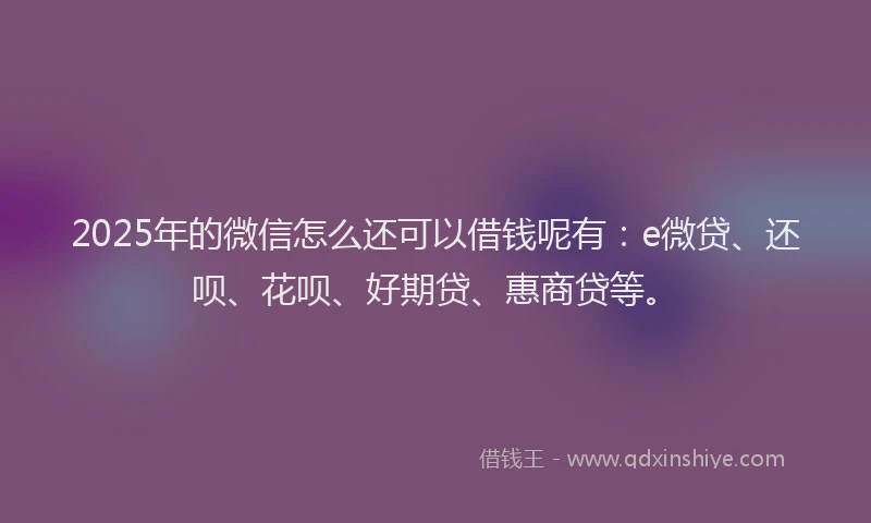 2025年的微信怎么还可以借钱呢有：e微贷、还呗、花呗、好期贷、惠商贷等。