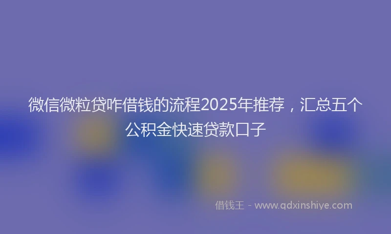 微信微粒贷咋借钱的流程2025年推荐，汇总五个公积金快速贷款口子