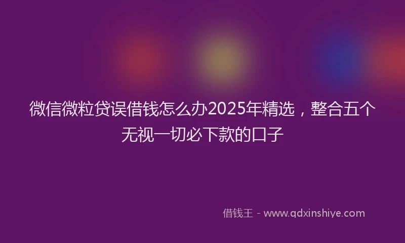 微信微粒贷误借钱怎么办2025年精选，整合五个无视一切必下款的口子