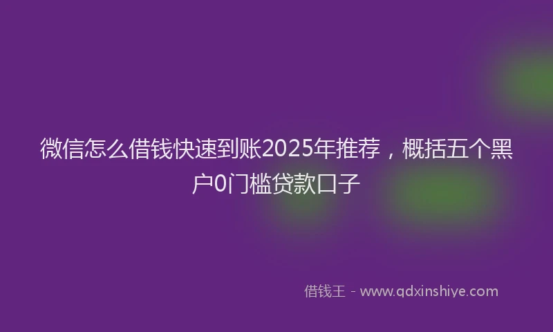 微信怎么借钱快速到账2025年推荐，概括五个黑户0门槛贷款口子