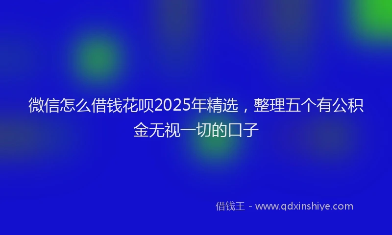 微信怎么借钱花呗2025年精选，整理五个有公积金无视一切的口子