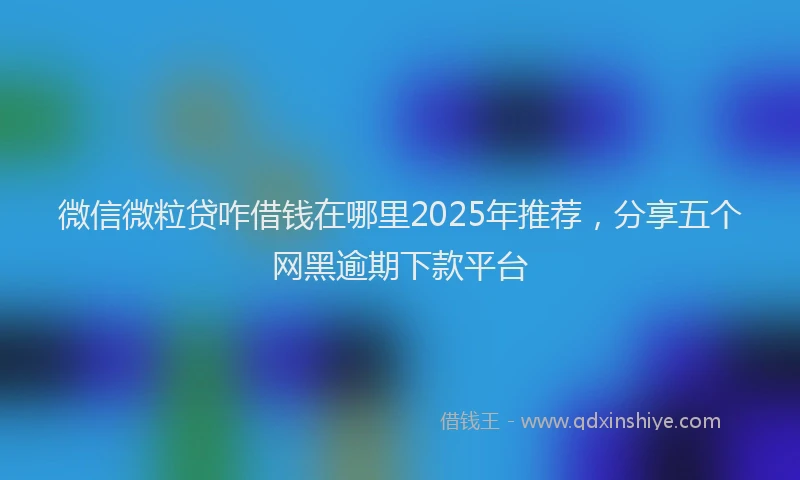 微信微粒贷咋借钱在哪里2025年推荐，分享五个网黑逾期下款平台