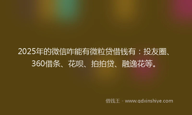 2025年的微信咋能有微粒贷借钱有：投友圈、360借条、花呗、拍拍贷、融逸花等。