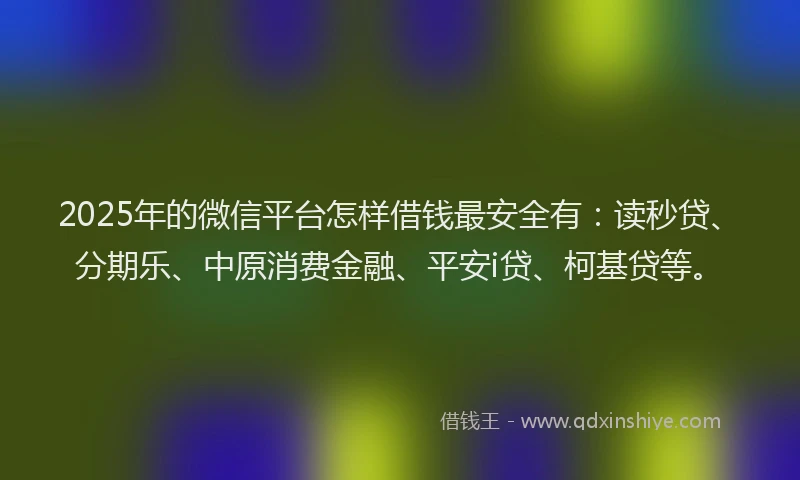 2025年的微信平台怎样借钱最安全有：读秒贷、分期乐、中原消费金融、平安i贷、柯基贷等。