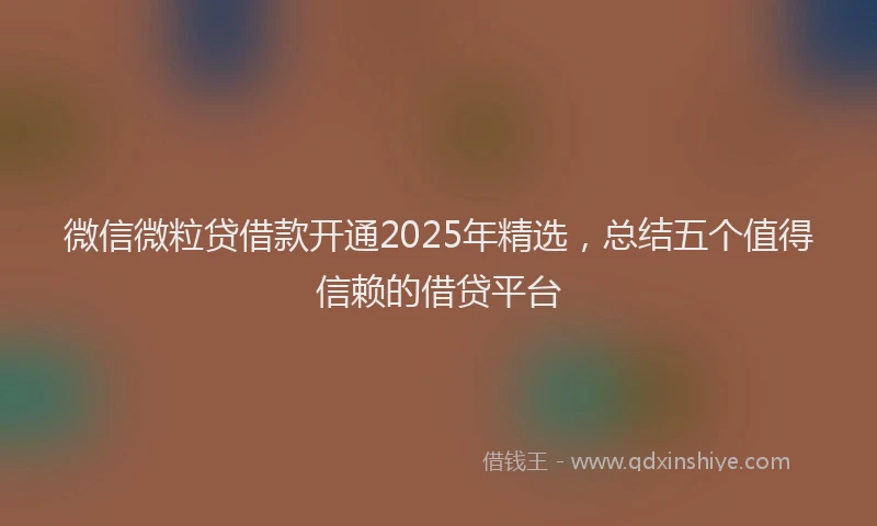 微信微粒贷借款开通2025年精选，总结五个值得信赖的借贷平台