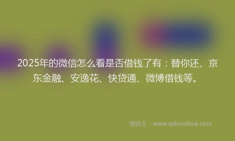 2025年的微信怎么看是否借钱了有：替你还、京东金融、安逸花、快贷通、微博借钱等。