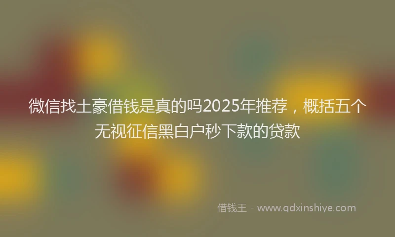 微信找土豪借钱是真的吗2025年推荐，概括五个无视征信黑白户秒下款的贷款